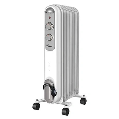 Afbeelding van Ardes AR4R07S Curvy elektrische olieradiator met 7 elementen en 3 standen, 1500 W, wit/grijs