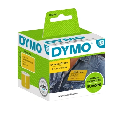 Afbeelding van Etiket Dymo 2133400 labelwriter 54x101mm badgelabel zwart/geel 220stuks