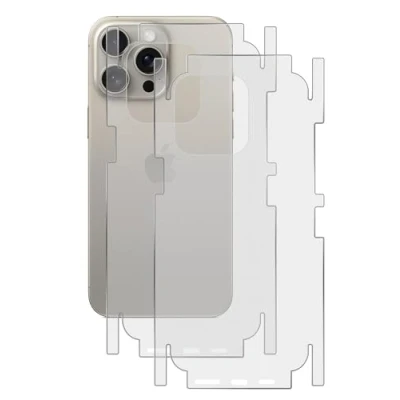 Afbeelding van GIOPUEY 2 stuks rugbeschermers, compatibel met iPhone 15 Pro Max, Max rugbeschermfolie, zachte TPU, dunne, matte textuur, beschermende rand doorschijnend