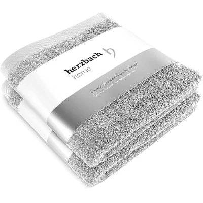 Afbeelding van HERZBACH HOME 2 Premium Handdoeken 50 x 100 cm (zilvergrijs) Hoogwaardige, zachte en absorberende handdoek 100% natuurlijk katoen
