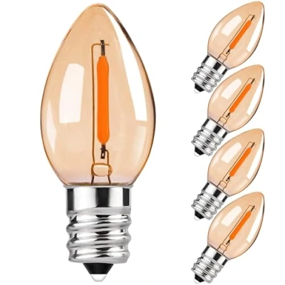 Afbeelding van Bombilla LED E14, 0.5W Equivalente a 5W, C7 Candelabro de Filamentos Bombillas Amarillo Brillante,Stile Vintage veilleuse ampoule frigo 2200K, 50 lúmenes, No Regulable, Pack 5