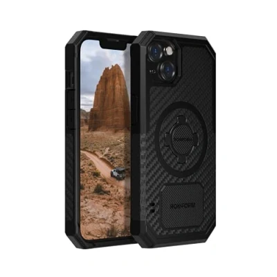 Afbeelding van Rokform iPhone 13 hoesje, robuuste serie, Dual Magnet Plus MagSafe compatibel, magnetische beschermende Apple Gear, hoes met RokLock Twist Lock, Drop Getest Armor (zwart)
