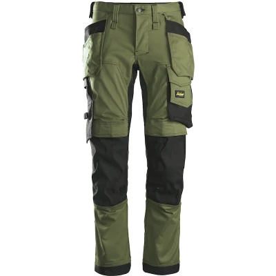 Afbeelding van Snicker 6241 AllroundWork Stretch Werkbroek met Holsterpockets Khaki Groen Zwart 052