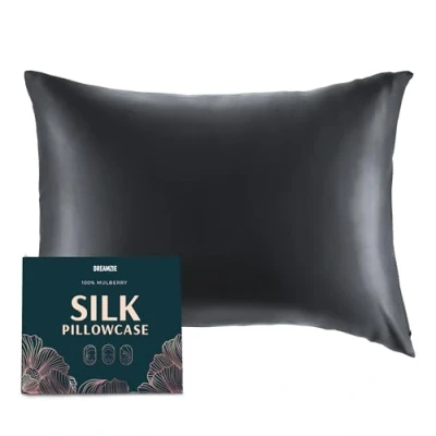 Afbeelding van DREAMZIE zijden kussensloop 100% natuurlijke moerbeizijde voor haar en huid 19 mm zijde aan beide 1 eenheid Donkergrijs 40x60 cm