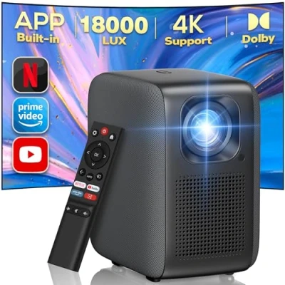 Afbeelding van Beamer【Integriertes Netflix/YouTube/Prime Video】, Full HD 1080P 18000 Lumen, iZEEKER 4K Beamer WiFi Bluetooth Vollständig Versiegelt, Elektrischer Fokus 4D/4P Keystone Kompatibel mit Android/PC/USB