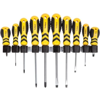 Afbeelding van Schroevendraaierset met houder Toolland 10 delig (Kruiskop, Plat)