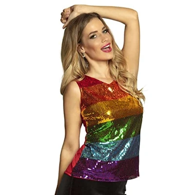 Afbeelding van Boland Top Pailletten regenboog (L/XL) Volwassenen Showgirl Pride