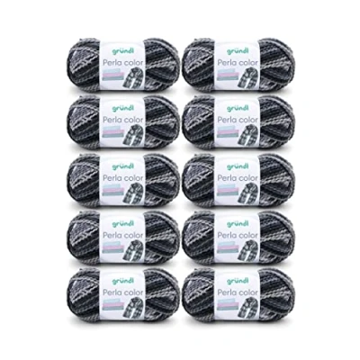 Afbeelding van Gründl Perla color (wollachtig, boucléachtig handbreigaren van 100% polyester, 100 g/90 m, naalddikte: 8 9, 10 x g), zwart grijs multicolor