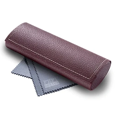 Afbeelding van FEFI Klassieke hardcase brillenkoker in lederlook, bruin, Eén maat