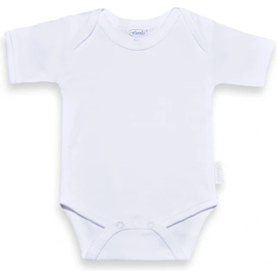 Afbeelding van Funnies romper uni line wit 50 56 baby 100% zuivere katoen rompertjes rompers korte mouw
