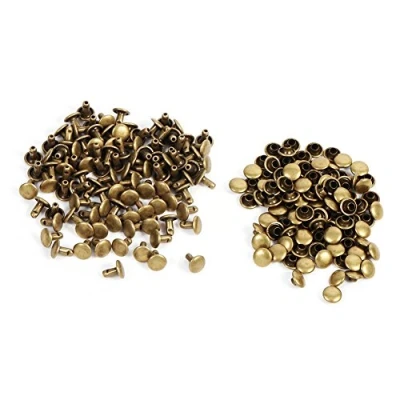 Afbeelding van 100 Sets Dubbele Metalen Dopklinknagels Voor Doe Het Zelf DIY Accessoires 8x8mm (Brons)
