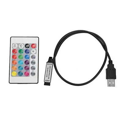 Afbeelding van YWBL WH 24 Key RGB LED Light Strip Draadloze Afstandsbediening 5 24V USB 6A Lichtstrip (Lijn Lengte 0,5 m)
