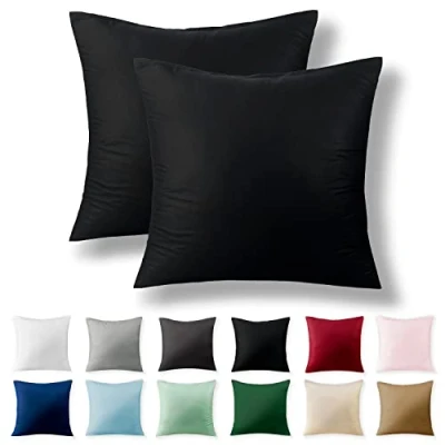 Afbeelding van Alreya Renforcé set van 2 kussenslopen 80 x cm 100% katoen met YKK ritssluiting, superzachte kussensloop, kussenhoes, Oeko Tex® standaard gecertificeerd, Zwart, alleen kussensloop