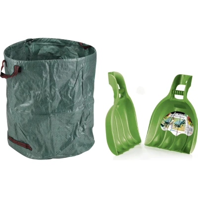Afbeelding van 2 stuks kunststof bladgrijpers/handharken 39 cm met tuinafvalzak 272L voor tuinafval/bladeren Harken