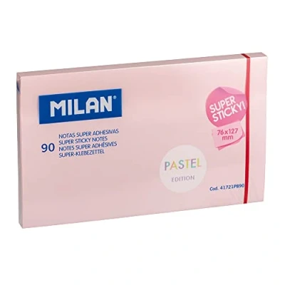 Afbeelding van MILAN 1 blok met 90 zelfklevende notities, pastelroze, 76 x 127 mm, meerkleurig, mm