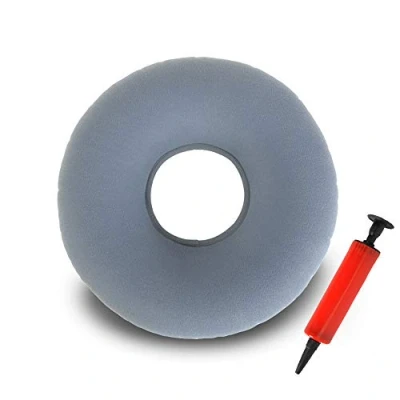 Afbeelding van Anyingkai opblaasbaar zitkussen, donutkussen, orthopedisch, aambeien zitdonut, stoelkussen, rond, orthopedisch zitkussen (grijs)