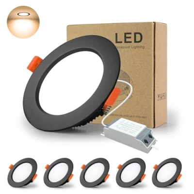 Afbeelding van BAGZY LED Plafond Inbouwlamp Inbouwspot 7W 3000K 3 inch Ronde Paneel Verlichting Anti Condens Markeringsplafond Vlakke Spots voor Badkamer Keuken Hal Podium Office Zwart [5 pack]
