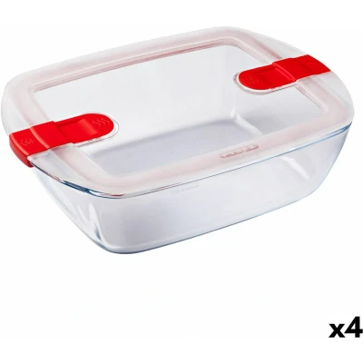 Afbeelding van Hermetische Lunchtrommel Pyrex Cook &amp; Heat 2,5 L Transparant Glas (4 Stuks)