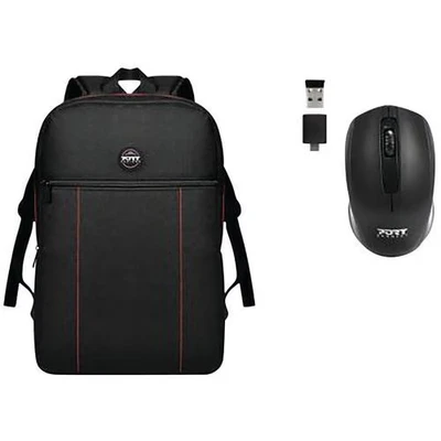 Afbeelding van PORT DESIGNS Laptop Rugzak + USB A &amp; Type C Draadloze Muis 15.6 Zwart