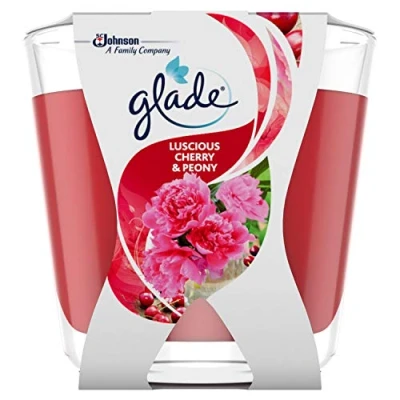 Afbeelding van Glade Décor Geurkaars in glas, Cherry &amp; Peony (fruitig), verpakking van 6 stuks (6 x 70 g)