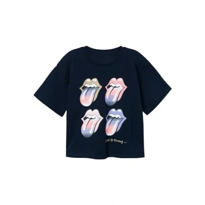 Afbeelding van Name it Nkfnarina Rollingstones Tshirt print voor kinderen, Maat: 134/140, Dark sapphire