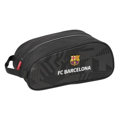 Afbeelding van Safta F.C. Barcelona Black ovale schoenenkast, multifunctioneel, etui, sport, buitenschools, voetbal, comfortabel en veelzijdig, 34 x 18 15 cm, Zwart, Standaard, casual