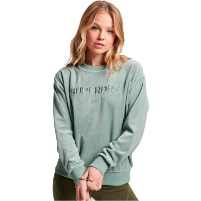 Afbeelding van Superdry Wijdvallend velours sweatshirt met print en ronde hals Dames Truien