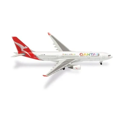 Afbeelding van Herpa Model vliegtuig Qantas Airbus A330 200 Pride is in The Air VH EBL, schaal 1:500, model, verzamelstuk, zonder standaard, metalen figuur