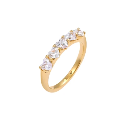 Afbeelding van Elli Heart Classic Ring goldcoloured, Dames, Maat: 56, Gold coloured