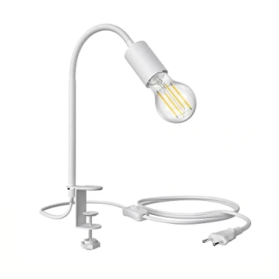 Afbeelding van ledscom.de Klemlamp LELE met zwanenhals, wit + E27 LED lamp 1005lm, Smart Home, warm koel
