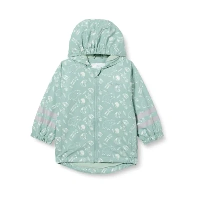 Afbeelding van Playshoes Unisex kinderfleecevoering regenjas, groen allover, 128, 128 cm
