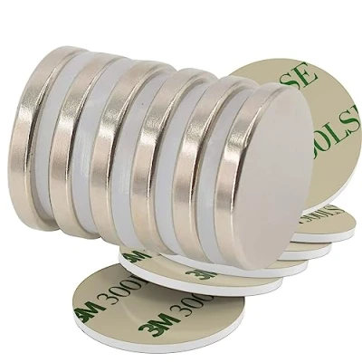 Afbeelding van Magnetpro 6 stuks schijfmagneten kg kracht 25 mm diameter x 3 dik met zelfklevende tape