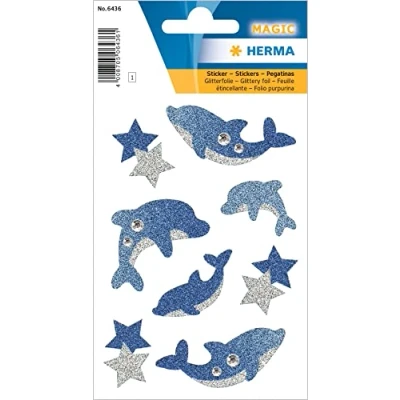 Afbeelding van 10x Herma Stickers Dolfijnen, Diamond glittery