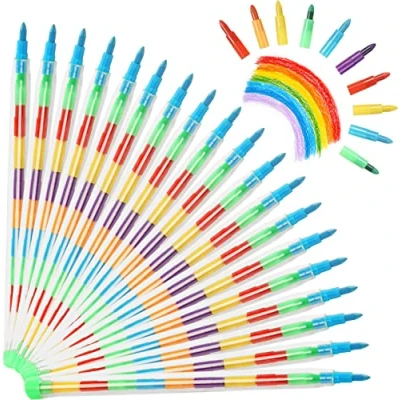 Afbeelding van Vicloon Swop Point Crayons, 20 STKS Kleurpotloden Rainbow Kleurpotloden, 11 x Stapelen Krijtjes Potlood Voor Kinderen, Set Schilderen Tekening Briefpapier Benodigdheden Geschenken