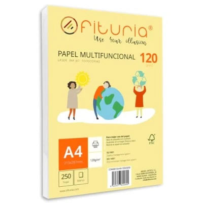 Afbeelding van 120 g A4 vellen met 250 witte vellen, multifunctioneel papier voor school en werkomgeving. Ideaal laserprinters, inkjetprinters of kopieerapparaten. Ofituria