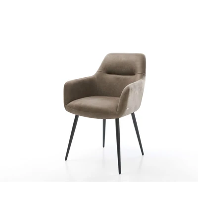 Afbeelding van Armleunstoel Pejo Flex 4 poot conisch zwart taupe vintage
