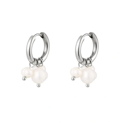 Afbeelding van Oorbellen met bungelende parels Yehwang One size Zilver