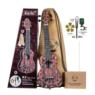 Afbeelding van Ortega Keiki K2SS RKC Soprano Size Ukulele Red Kaleidoscope sopraan ukelele set