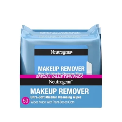 Afbeelding van Neutrogena Makeup remover Cleansing Towelette Singles, Make up Diepe gezichtsreiniger Reinigingsdoekjes Duo pak 2 stuks
