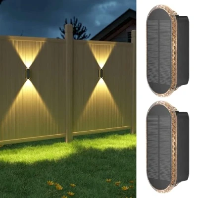 Afbeelding van Ellasay Zonnelampen voor Buiten Tuin: 3 kleuren (3000K/4000K/6500K) muurverlichting op &amp; neerwaarts wandlampen IP65 waterdicht hek tuin terras oprit (2 stuks)