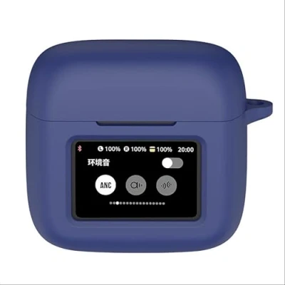 Afbeelding van GIOPUEY Cilicone hoes compatibel met JBL Tour Pro 3, ultradunne zachte hoes, slim fit, anti val, niet gemakkelijk vuil marineblauw