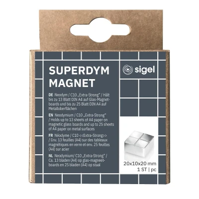 Afbeelding van Magneet Sigel voor glasbord 1stuk zilverkleurig C10 Extra sterk , 20x1