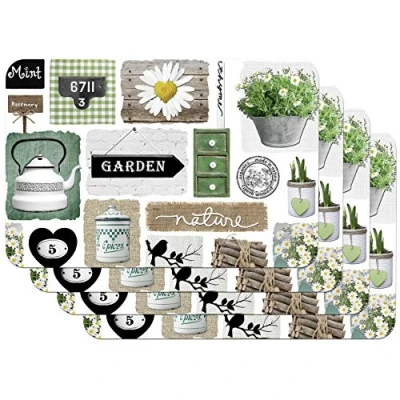 Afbeelding van Venilia Garden bedrukte placemats, eetkameronderlegger, voedselveilig, 59102, 30 x 45 cm, 4 stuks