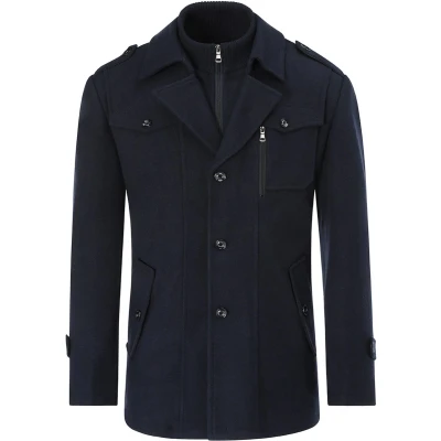 Afbeelding van Allthemen Heren Wollen jas met opstaande kraag Slim Fit Winter Warm Jasje 3XL