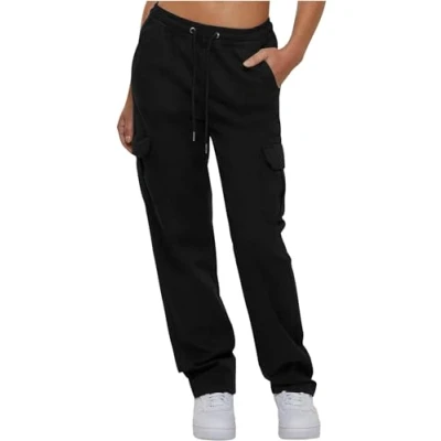 Afbeelding van Urban Classics HIGH Waist Cargobroek, Dames, Maat: 46, Black