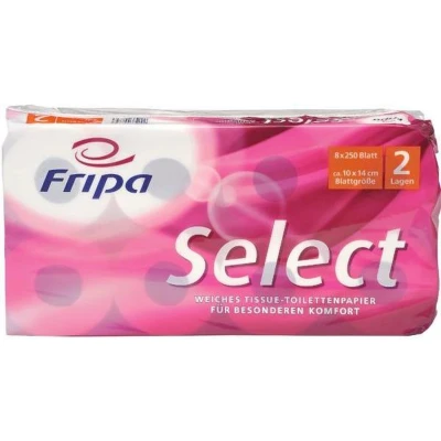 Afbeelding van Fripa Select toiletpapier/wc papier , 3 laags, helderwit 8 rollen