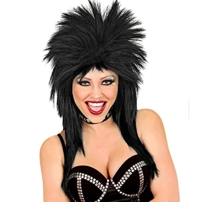 Afbeelding van Widmann Glam Punk Pruik, Rockster Zwart Carnavalskleding Verkleedkleding