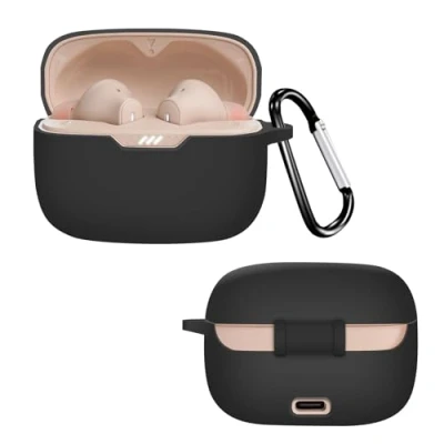 Afbeelding van GIOPUEY Cilicone hoes compatibel met JBL Tune 235NC, ultradunne zachte hoes, slim fit, anti val, niet gemakkelijk te vuil zwart