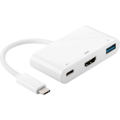 Afbeelding van MicroConnect USB C naar (USB C, 3 Havens), Docking station + hub, Wit