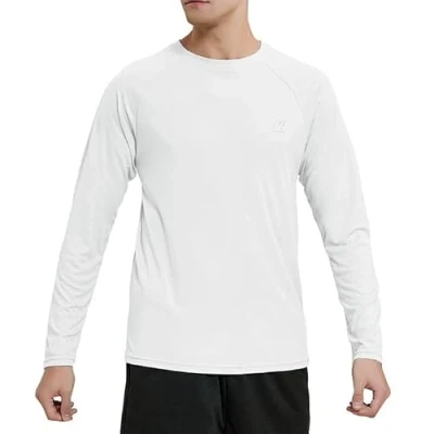Afbeelding van MeetHoo Rashguard, UV bescherming, UPF 50+ Sun Protect Tops, hardlopen, fitness, surfen, Wit 01, XL
